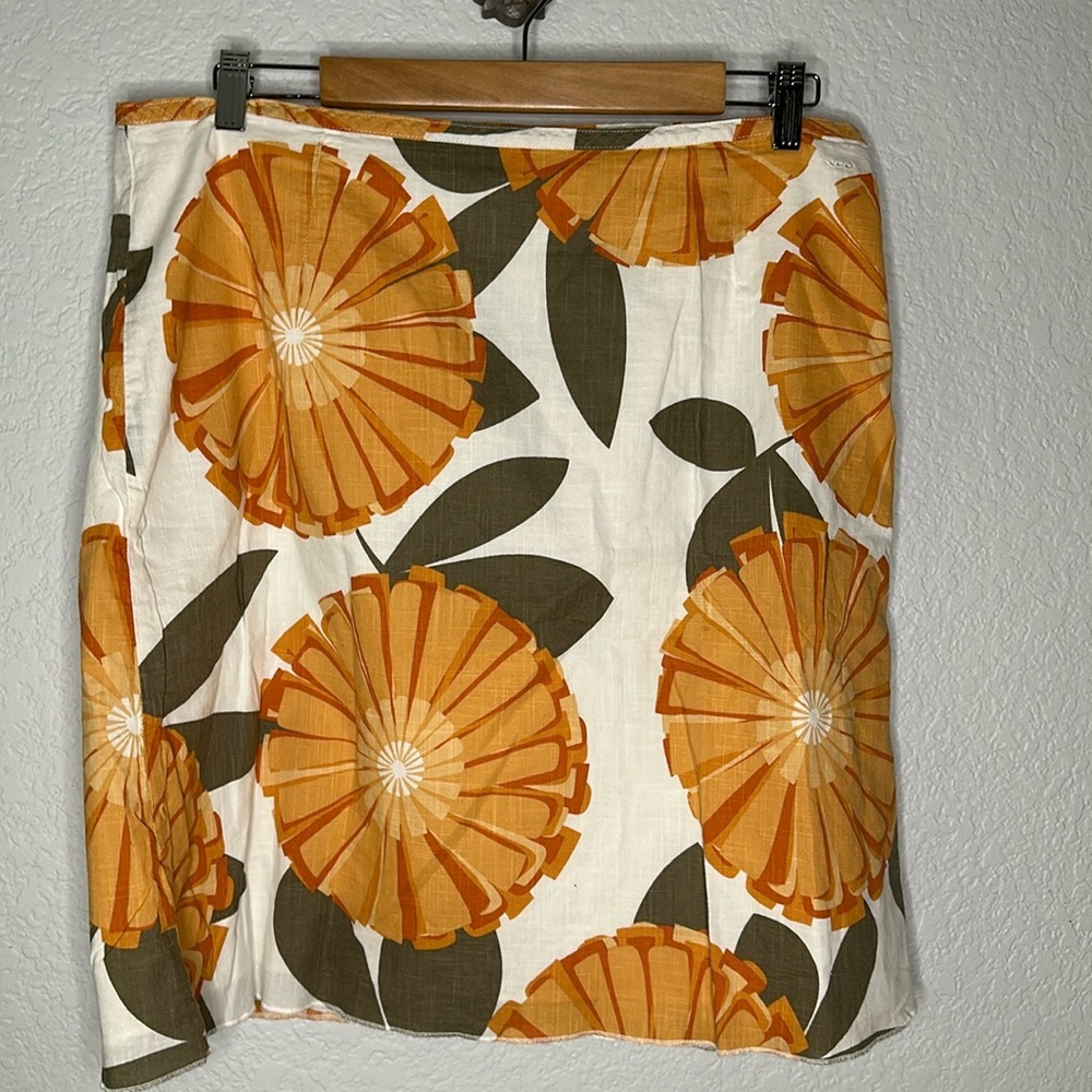 Columbia White Orange Floral Circle Skirt